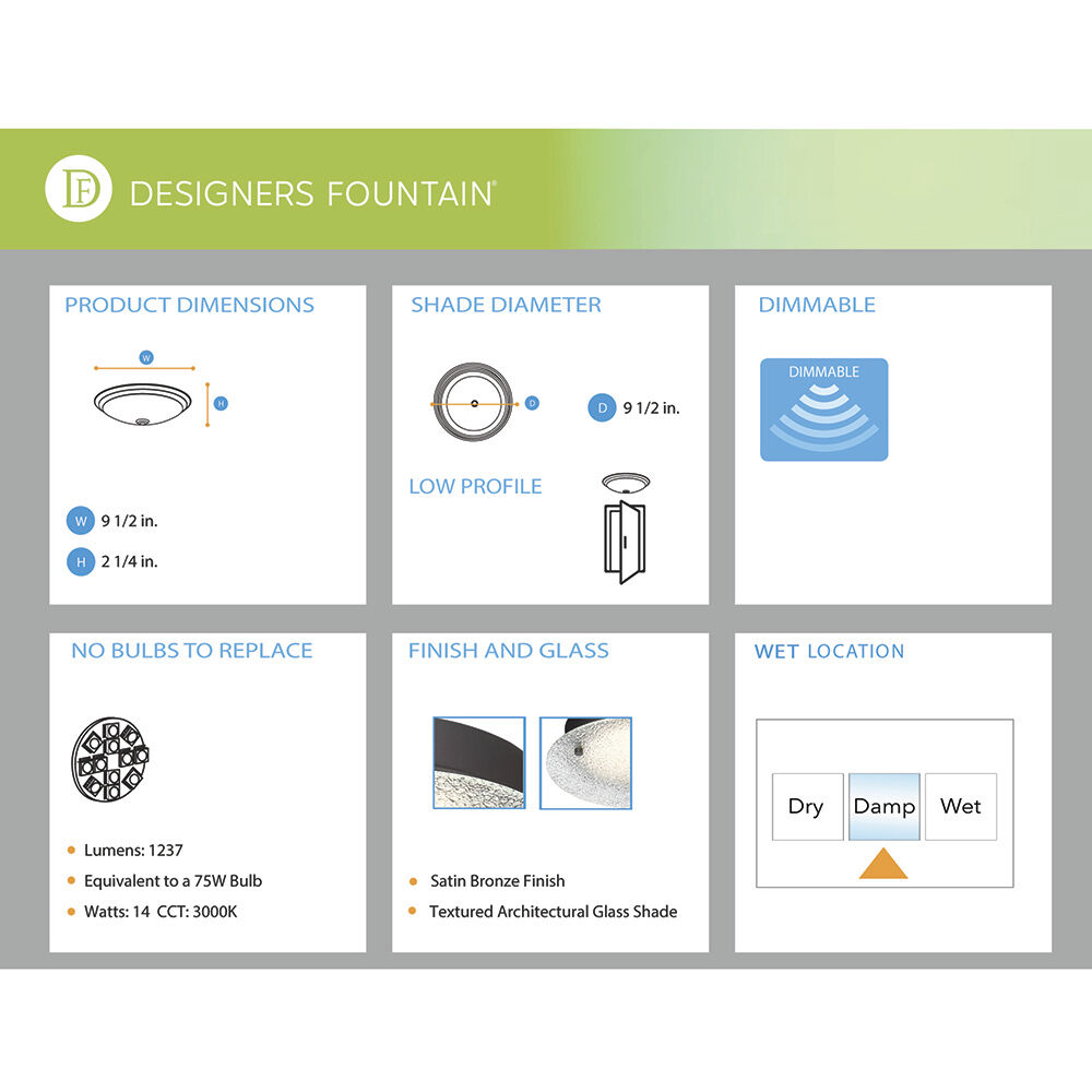 Edge Lit LED 10 inch Satin Bronze Flushmount Ceiling Light